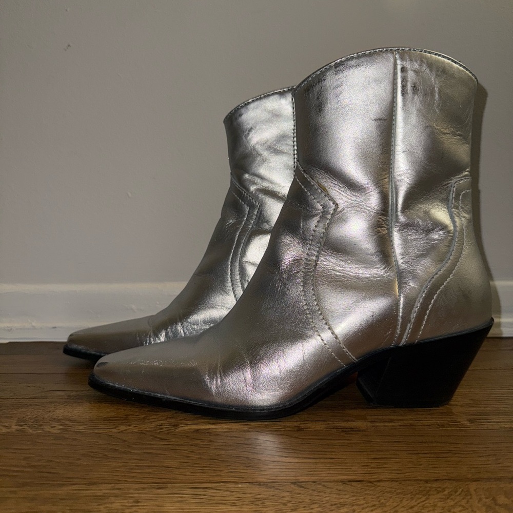 ZARA Metallic Booties